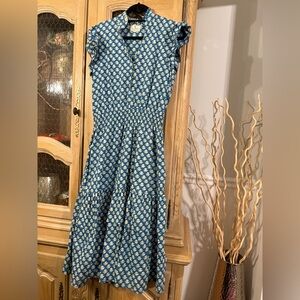 Perry Walker Blue Floral Midi Dress